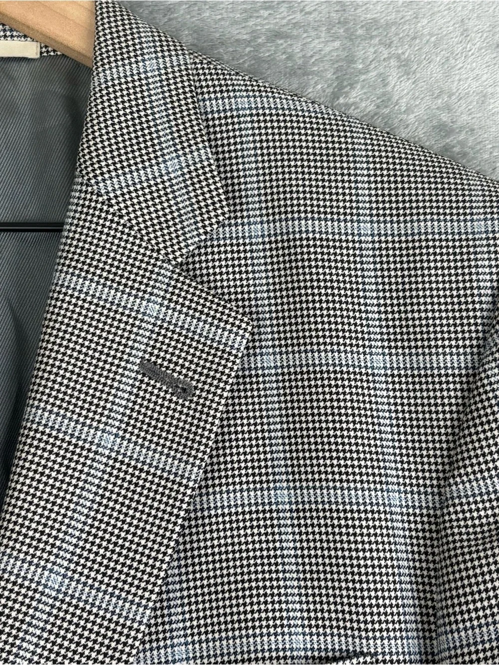Burberry London Blazer Men 41R Gray Houndstooth Plaid Kensington Sport Coat Wool